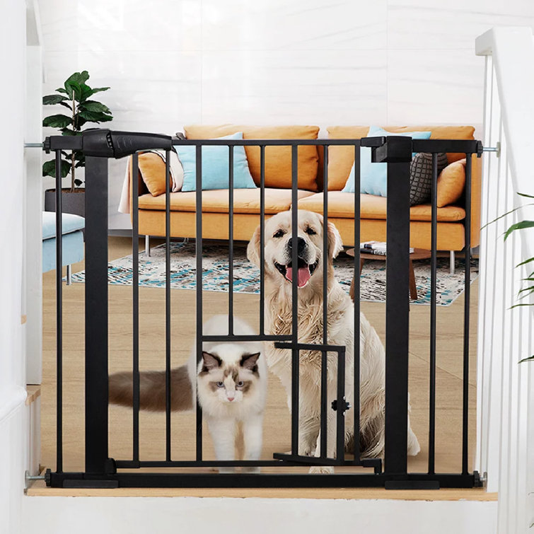 Tooca 30" Tall Auto Close Walk Thru Safety Gate with Pet Door & Reviews Wayfair